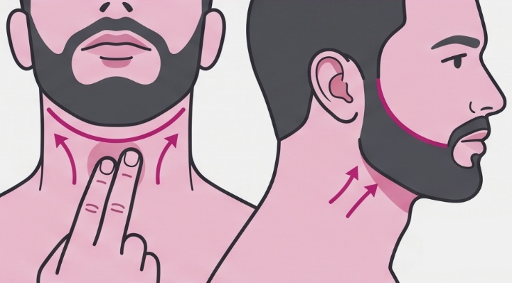 Establishing the neckline when trimming a beard
