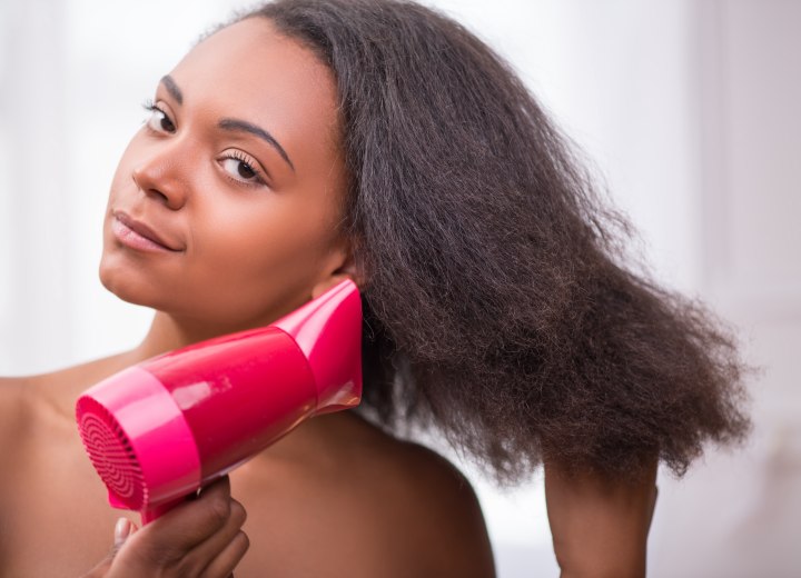 Blowdrying African hair