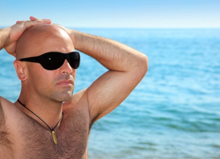 Bald man with body hair