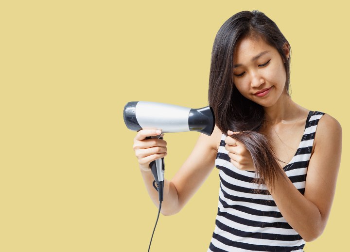 Blowdrying straight hair