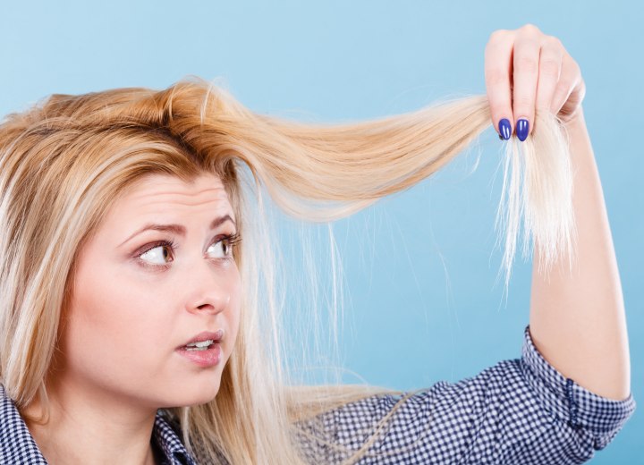 Girl who is checking her own hair