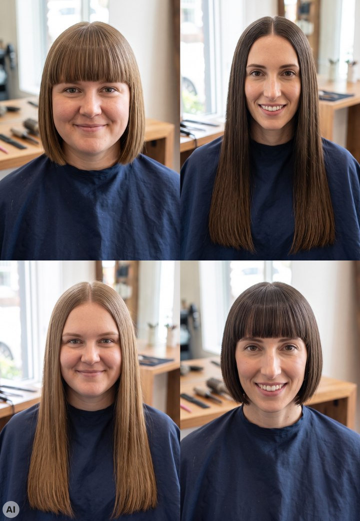 Creating flattering hairstyles for a round and a long face