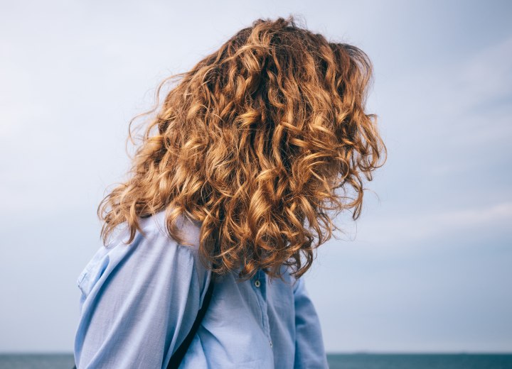 Long curly hair in humid weather