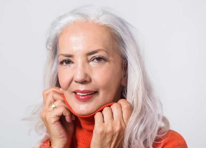 Older woman with long gray hair