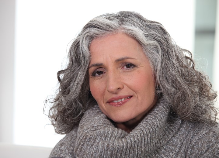 Woman with beautiful gray hair