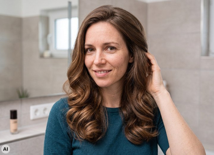Woman with healthy looking, curled hair