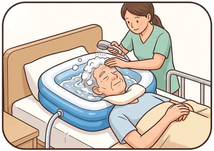 Inflatable bedside shampoo basin