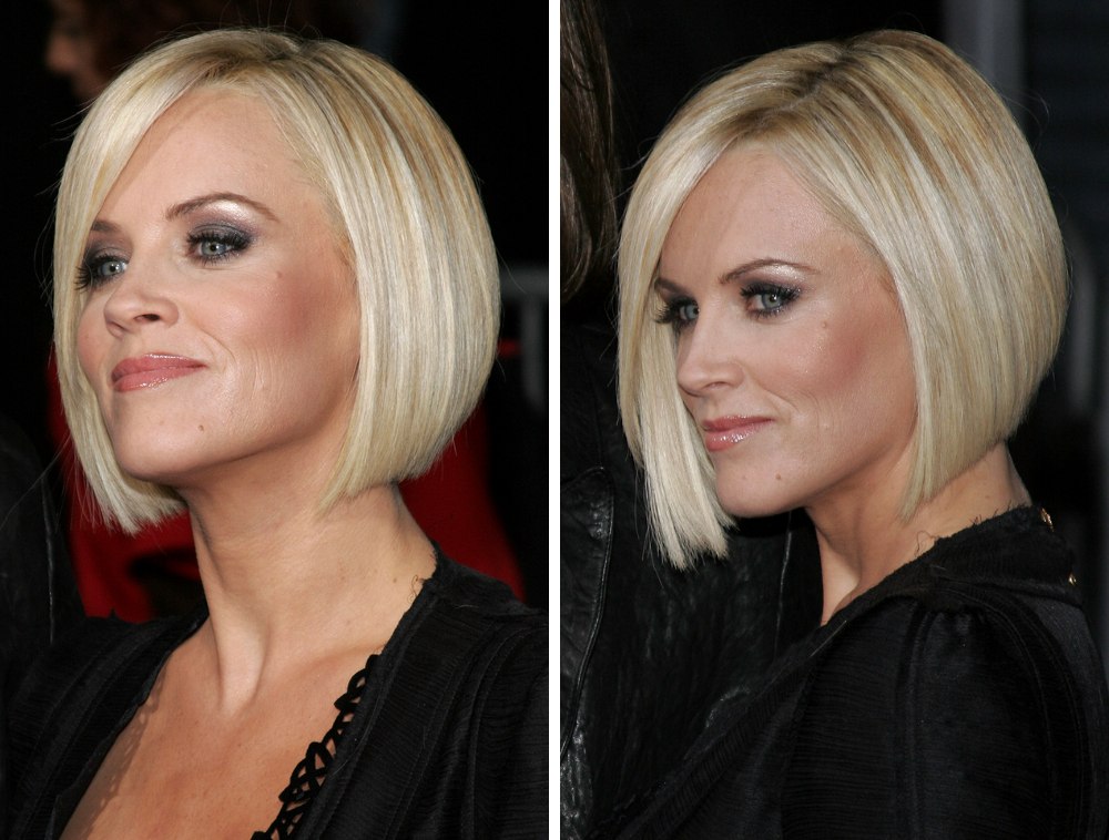 hair cut in a jenny mccarthy bob to soften a strong jaw line