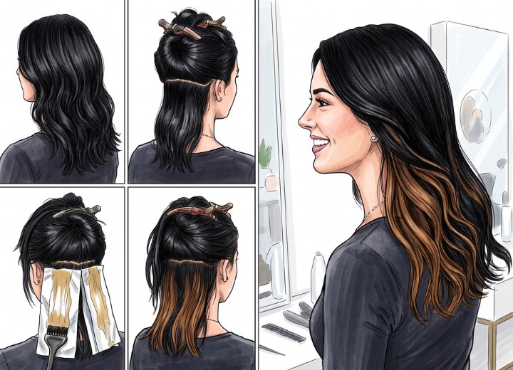 Panel coloring for hair
