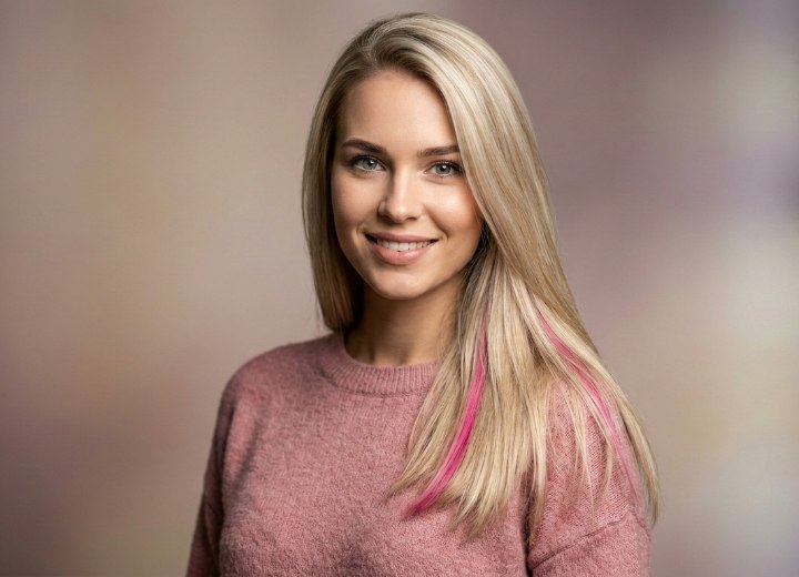 Blonde hair with pink highlights
