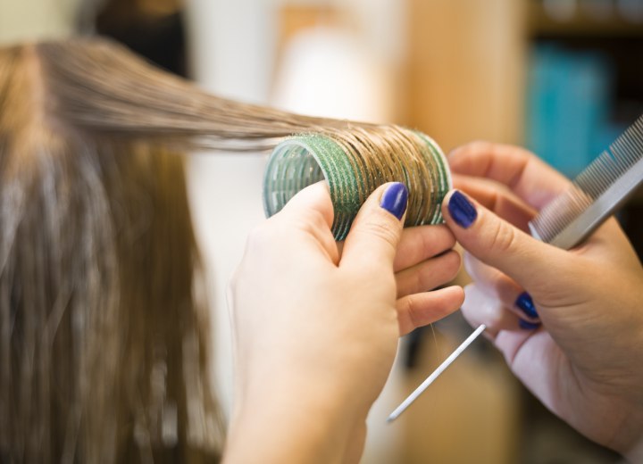 Wrapping hair on a roller