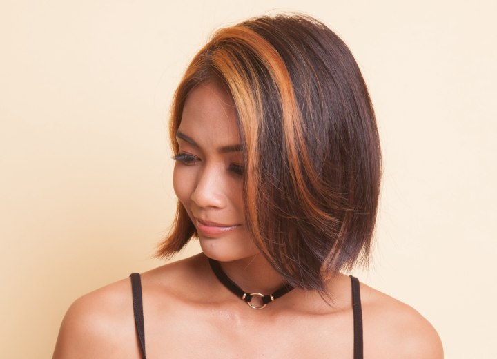 Hair in a bob with streaks