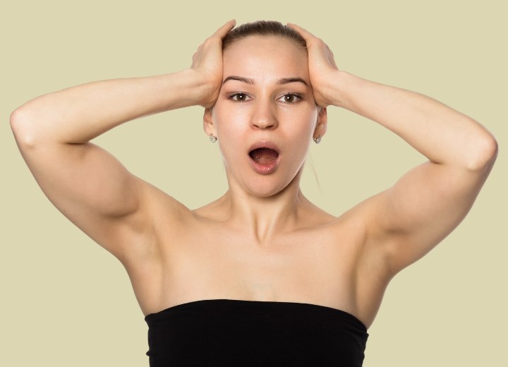 Woman who is unhappy with her hair