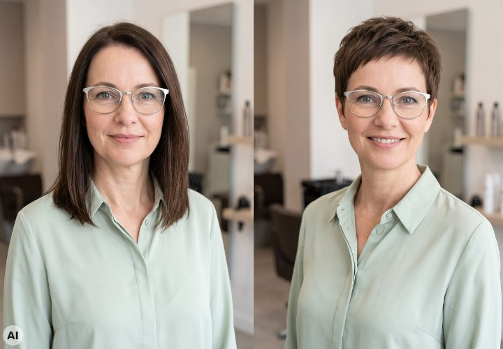 A 50-plus woman's long-to-short hair makeover
