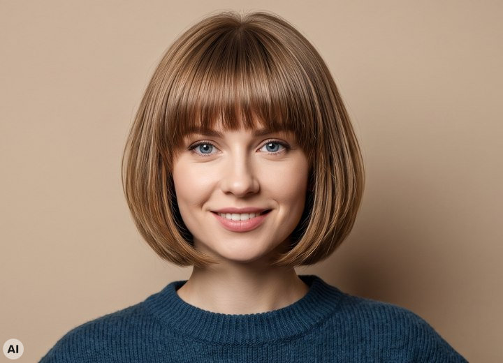 Bob with bangs that draw attention to the eyes