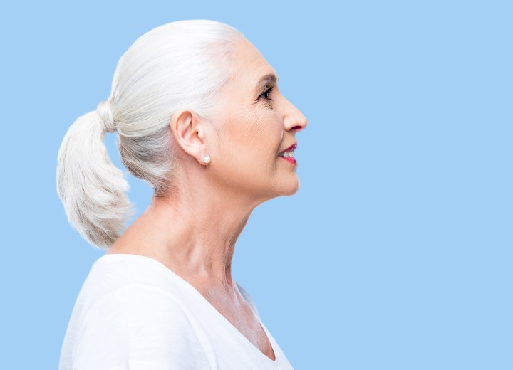 Older woman with beautiful gray hair