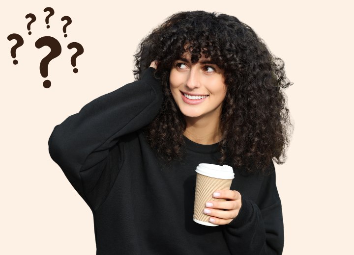 Woman, considering using coffee to dye her hair