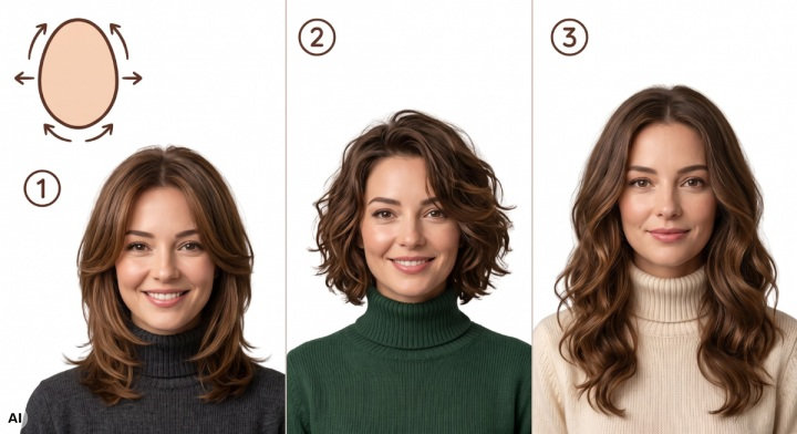Hairstyles for an egg-shaped head