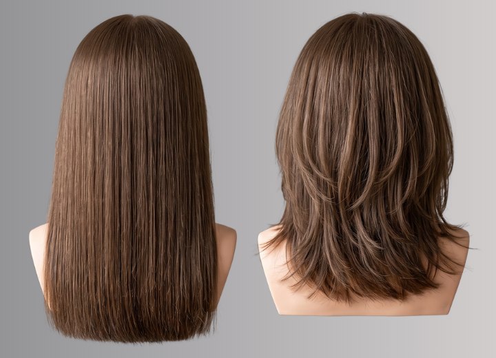 Hair before and after layering