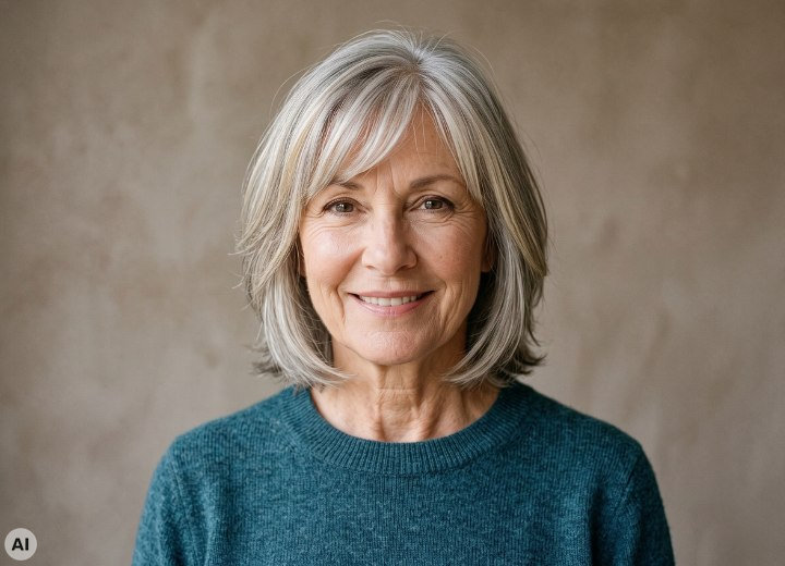 Hair style and color for older women