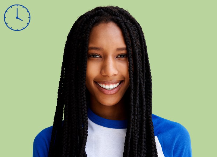 Long hair, styled into braids