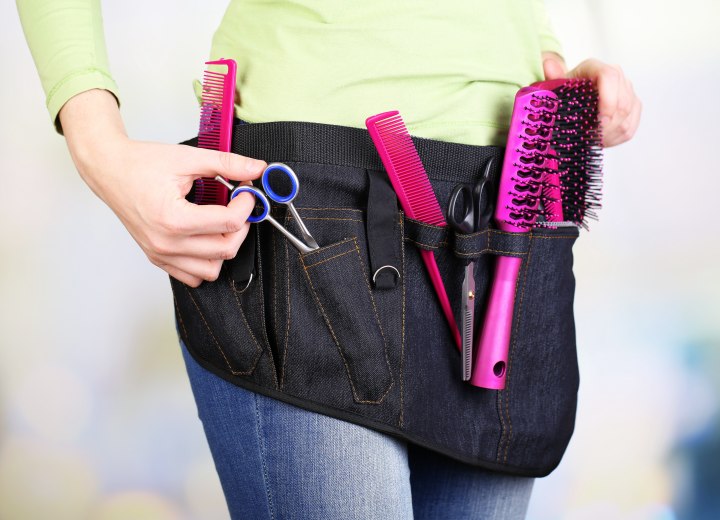 A hair stylist's tool belt