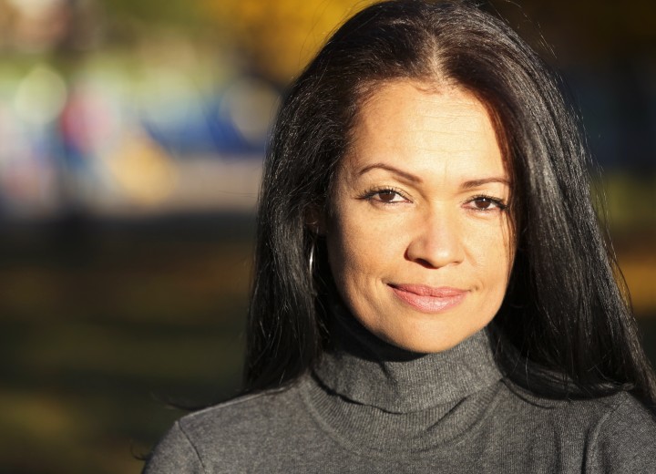 Middle aged woman with dark hair