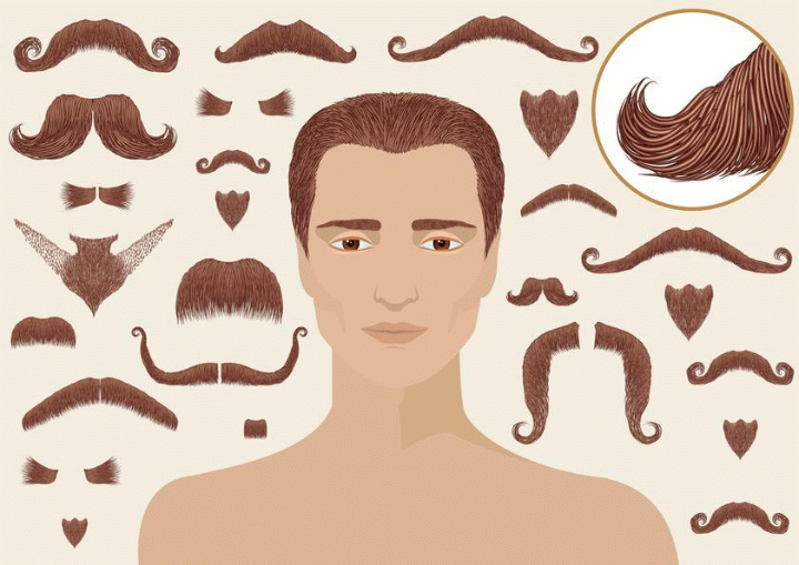 Different shapes for moustaches