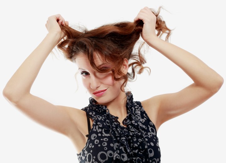 Woman who is not happy with her perm