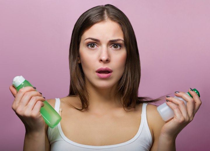 Woman who is not happy with her hair