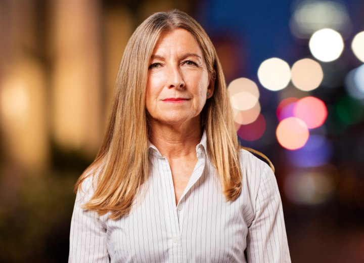 Older woman with long hair