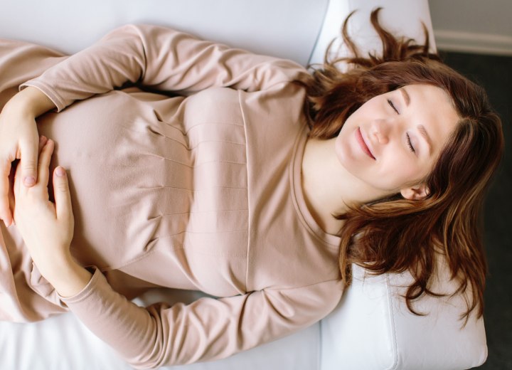 Pregnant woman with dark hair