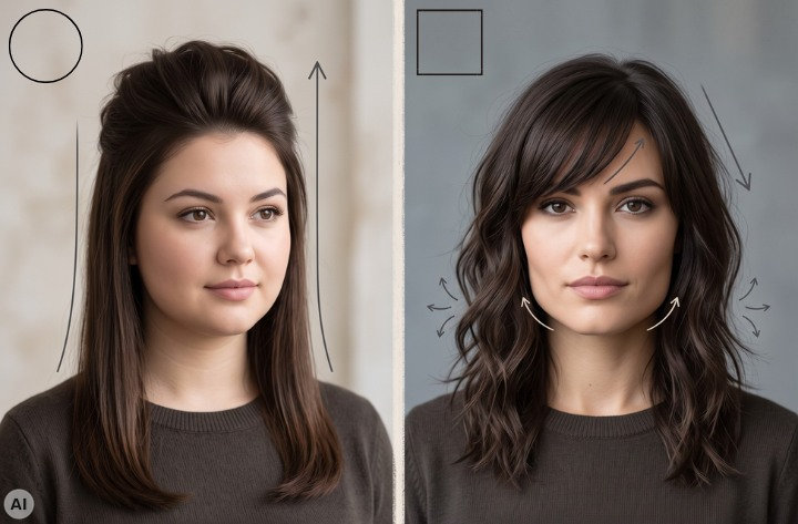 Cutting hair for round and square faces