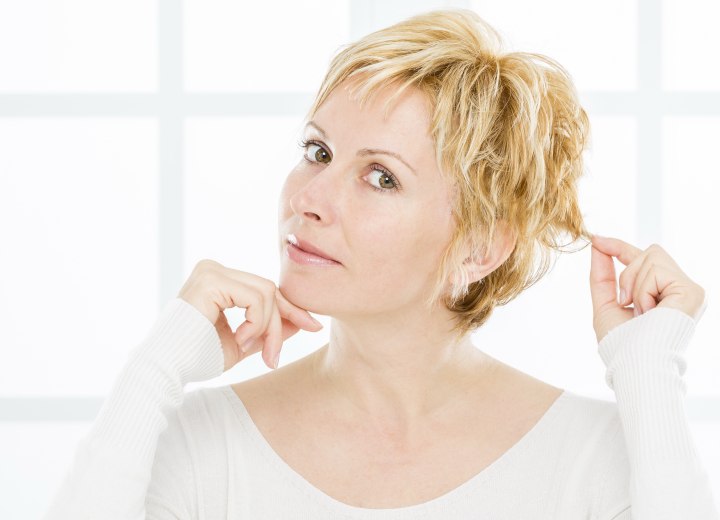 Older woman with a short hair style