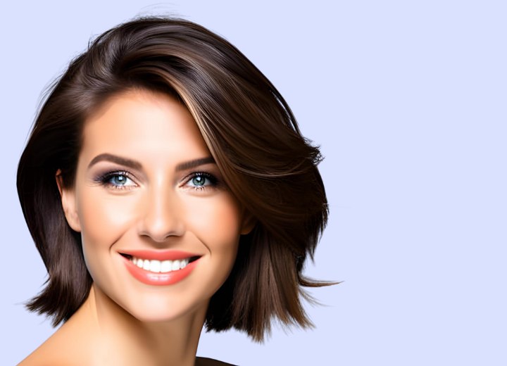 Medium length hair with side bangs