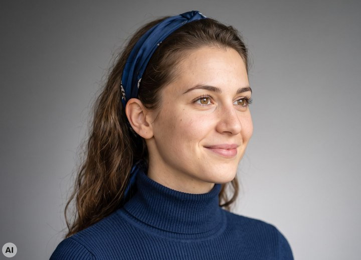 Hairstyle with a silk headband