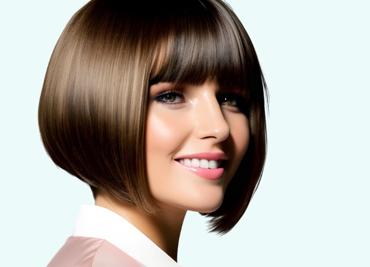 Short bob cut with a steep angle