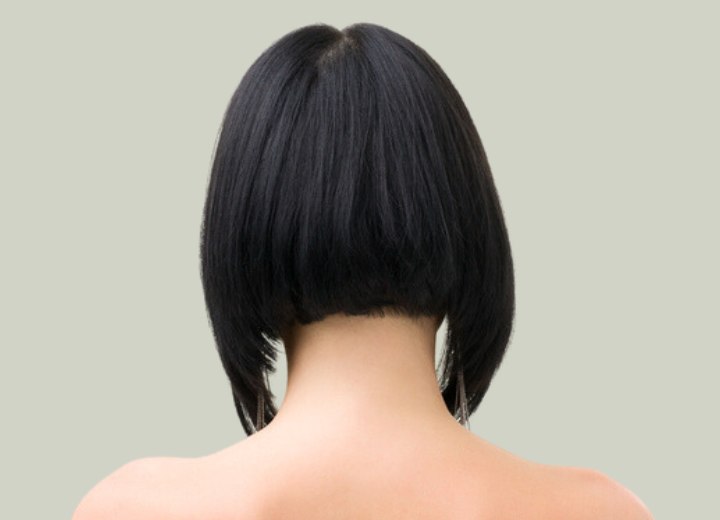 Back view of an angled bob