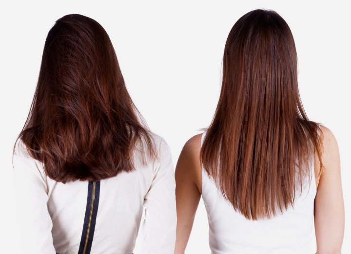 The cutting line of the back of long hair