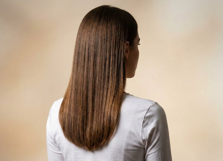 The back of long hair, cut in a U-shape