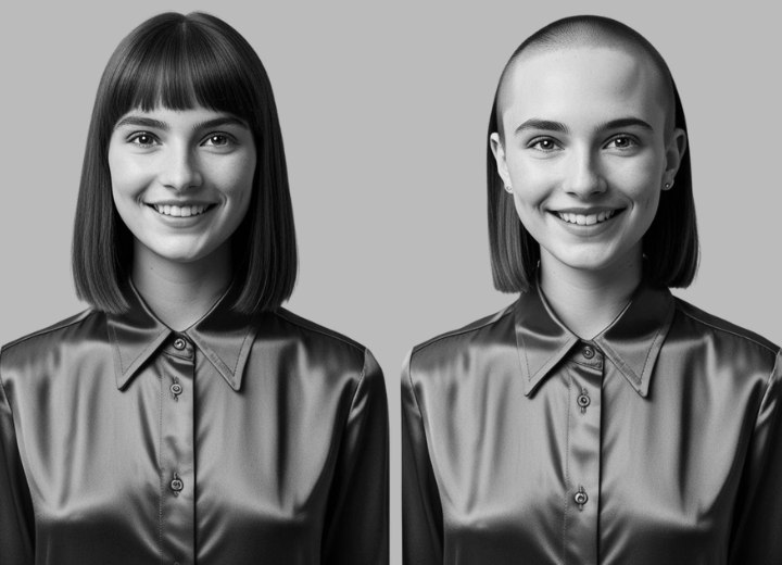 Dramatic bob to skullet hair makeover