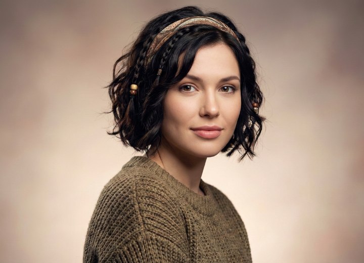 1960s inspired bob hairstyle with braids