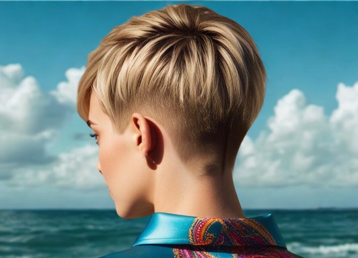 Pixie cut with a buzzed nape
