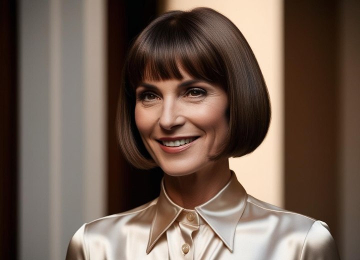 Older woman with her hair in a chin-length bob