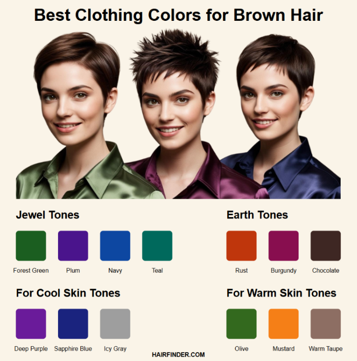 Infographic - The best clothing colors for brown hair