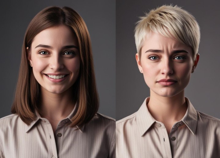 Hair before and after bleaching