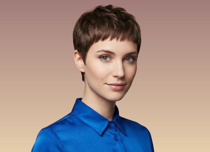 Hair model with a new pixie cut