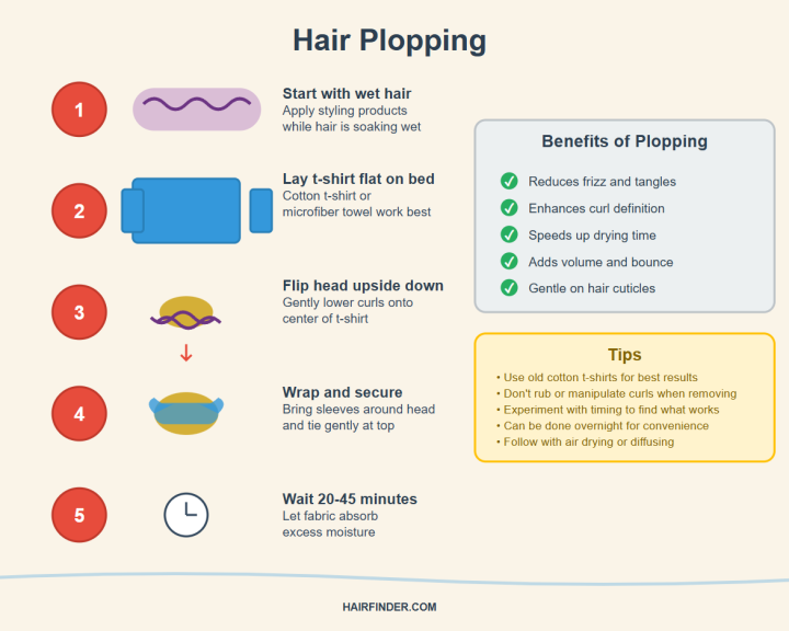 Hair plopping infographic - How to plop hair