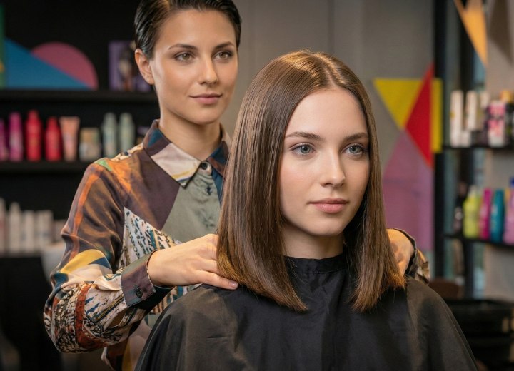 Hair stylist and client