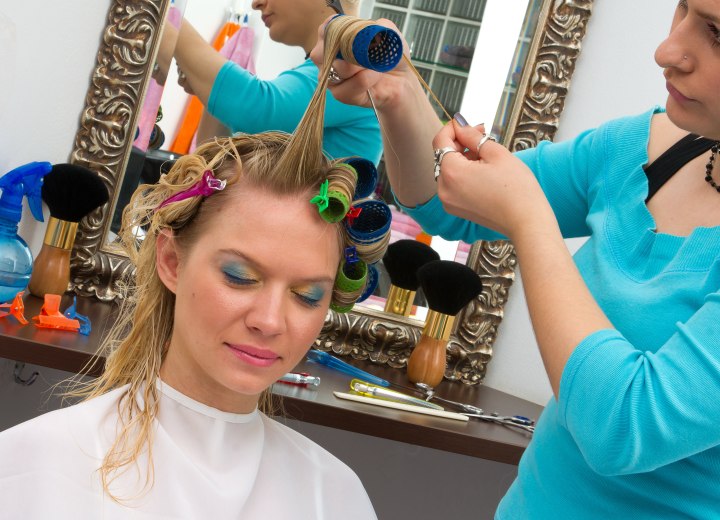 Hair with curlers